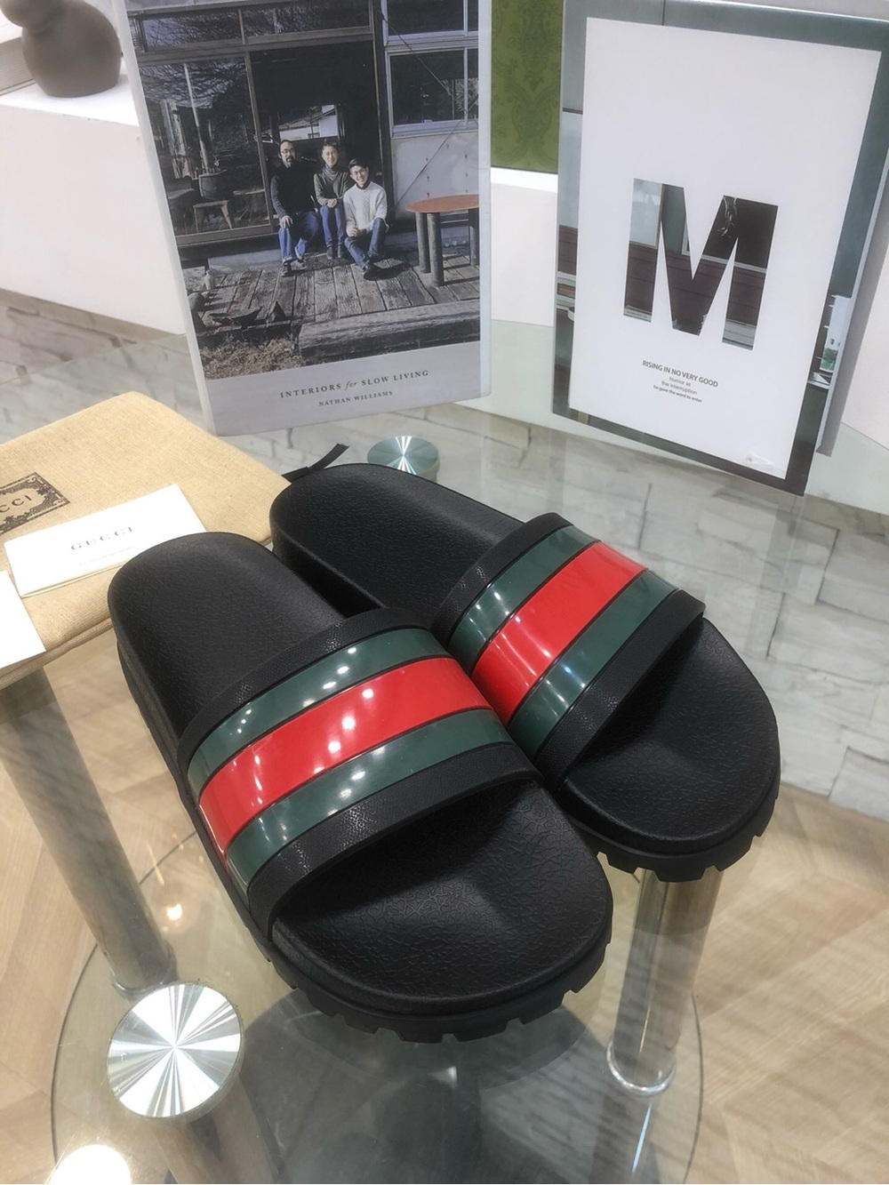Gucci Web Rubber Slide - Picture 6 of 6